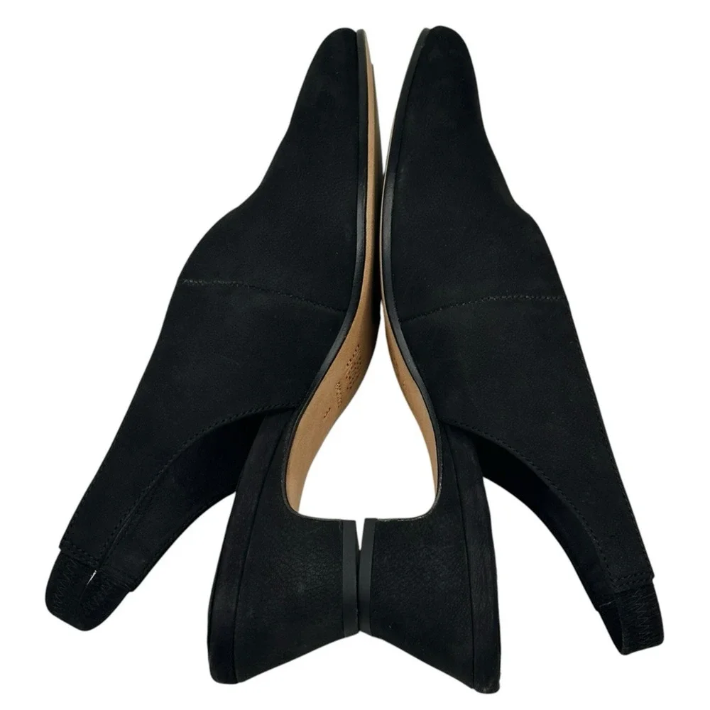 Eileen Fisher Gatwick Slingback Black Nubuck Suede Pump Heels Size 8 New $195